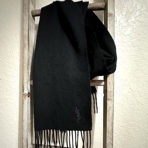 YSL Wool / Cashmere Blend Scarf, Black